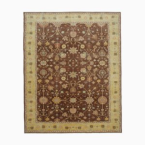 Tapis Oushak Large Antique Fait Main en Laine Marron