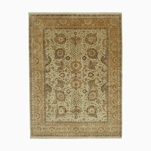 Beige Decorative Handmade Wool Large Oushak Carpet