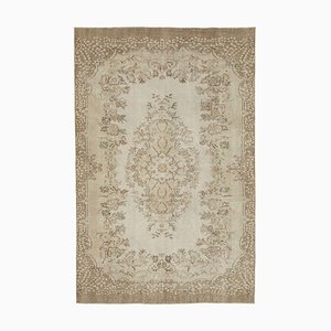 Beige Turkish Contemporary Handmade Vintage Carpet