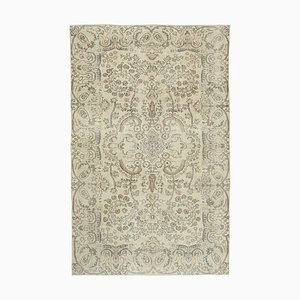 Beige Turkish Traditional Handmade Vintage Carpet