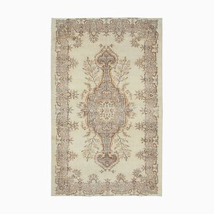 Beige Anatolian  Antique Hand Knotted Vintage Carpet
