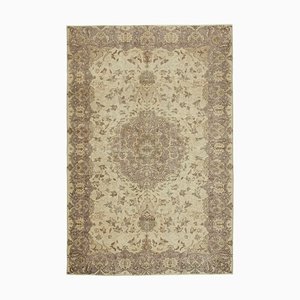 Beige Oriental Contemporary Hand Knotted Vintage Carpet