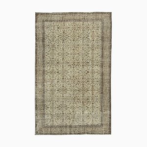 Beige Turkish Contemporary Handmade Vintage Carpet