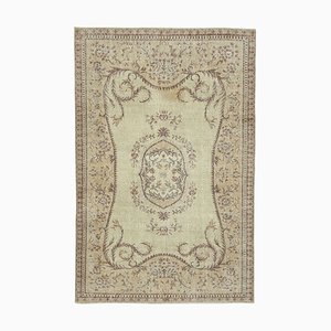 Tapis Beige Oriental Antique Noué à la Main Vintage