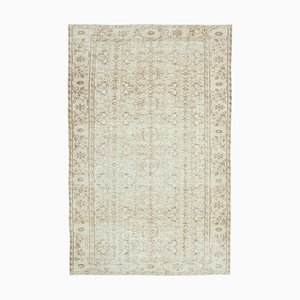 Beige Anatolian  Wool Hand Knotted Vintage Rug