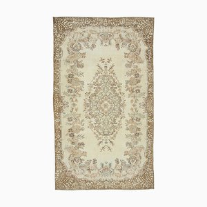 Beige Turkish Wool Handmade Vintage Rug