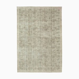 Tapis Vintage Beige Fait Main, Petits Pois, Noué à la Main