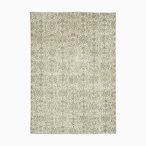 Alfombra vintage turca beige antigua hecha a mano