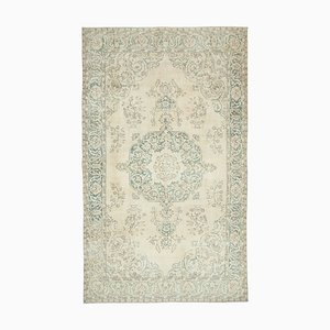 Türkischer Dekorativer Handgeknüpfter Beiger Vintage Teppich