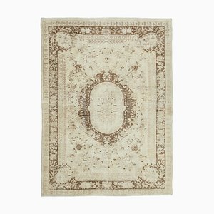 Beige Anatolian  Wool Hand Knotted Vintage Rug