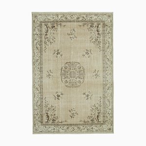 Beige Anatolian  Antique Hand Knotted Vintage Rug