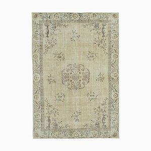 Beige Anatolian  Antique Hand Knotted Vintage Rug