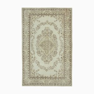 Alfombra vintage oriental antigua beige anudada a mano