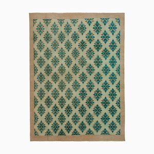 Grüner Orientaler Handgeknüpfter Vintage Teppich