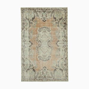 Tapis Vintage Beige Fait Main, Petits Pois, Noué à la Main