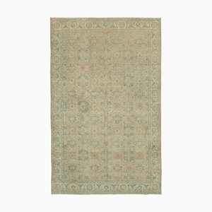 Beige Oriental Low Pile Hand Knotted Vintage Rug