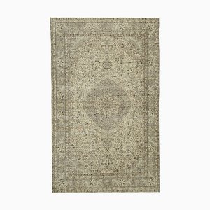Beige Oriental Traditional Hand Knotted Vintage Rug