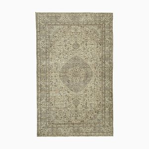 Tapis Beige Oriental Traditionnel Noué à la Main Vintage