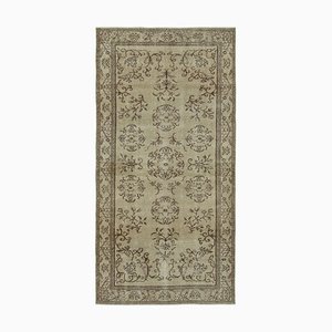 Beige Anatolischer Dekorativer Handgeknüpfter Vintage Teppich