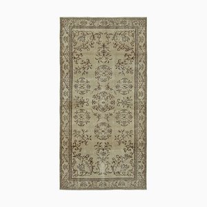 Tappeto vintage decorativo annodato a mano beige