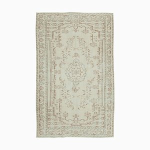 Beige Turkish Traditional Handmade Vintage Carpet