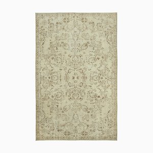 Tapis Anatolien Beige Antique Tissé à la Main Vintage Beige