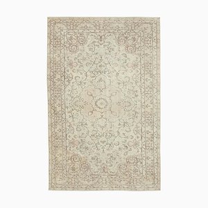 Beige Anatolian  Wool Hand Knotted Vintage Rug