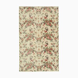 Beige Anatolian  Low Pile Hand Knotted Vintage Rug