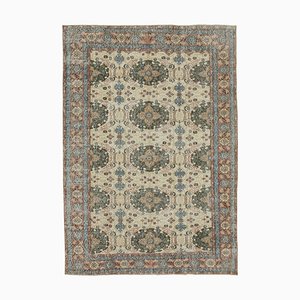 Beige Anatolian  Wool Hand Knotted Vintage Carpet