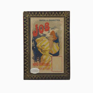 Art Nouveau Cardboard Advertisement for JOB Cigarettes by Jules Cheret, 1889
