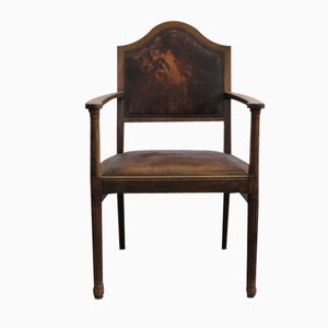 Vintage Art Nouveau Leather Armchair