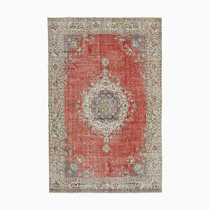 Red Anatolian  Wool Hand Knotted Vintage Rug