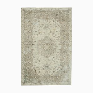 Beige Anatolian  Antique Hand Knotted Large Vintage Rug