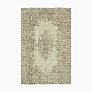 Beige Anatolian  Antique Hand Knotted Large Vintage Rug