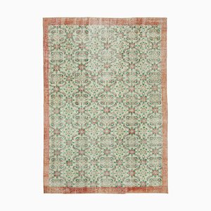 Green Oriental Decorative Hand Knotted Large Vintage Carpet