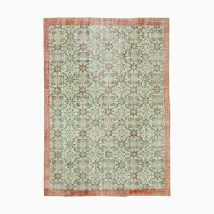 Grüner dekorativer handgeknüpfter orientalischer Vintage Teppich