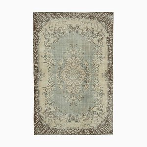 Tappeto grande vintage beige annodato a mano tradizionale beige