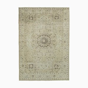 Beige Anatolian  Wool Hand Knotted Large Vintage Rug