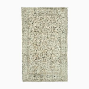 Beige Anatolian  Wool Hand Knotted Large Vintage Rug