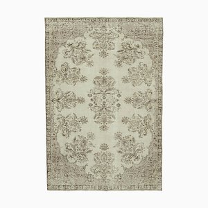 Beige Anatolian  Low Pile Hand Knotted Large Vintage Rug