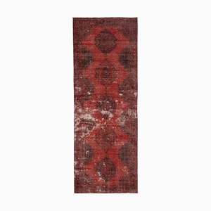Alfombra de pasillo turquesa vintage sobre la alfombra dorada hecha a mano
