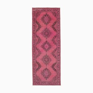 Pink Anatolian  Traditional Hand Knotted Overdyed Runner Rug