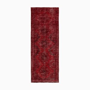 Alfombra de pasillo oriental de lana tejida a mano en rojo
