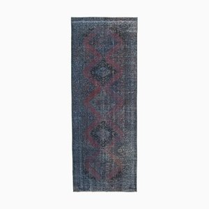 Alfombra de pasillo turquesa morada hecha a mano de lana turquesa