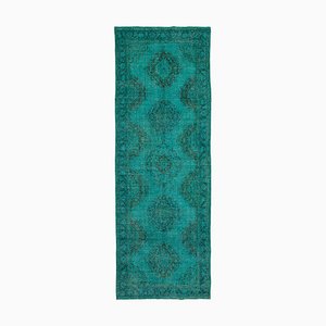 Turquoise Turkish Traditional Handmade Overdyed Runner Rug