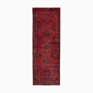Alfombra de pasillo anodizada decorativa Anatolian en rojo tejida a mano
