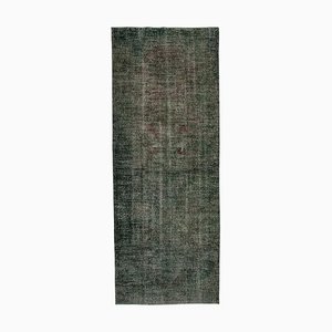 Black Anatolian  Contemporary Hand Knotted Overdyed Runner Rug