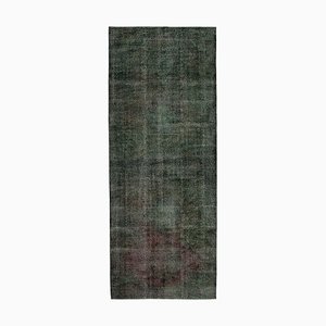 Black Anatolian  Traditional Hand Knotted Overdyed Runner Rug