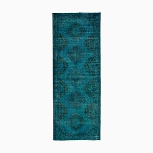 Tapis de Couloir Oriental Turquoise Antique Noué à la Main