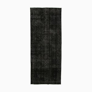 Black Turkish Antique Handmade Overdyed Runner Rug